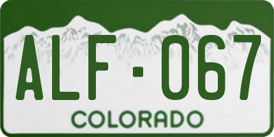 CO license plate ALF067