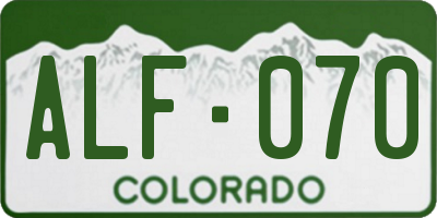 CO license plate ALF070
