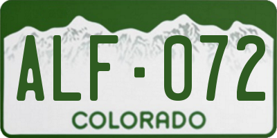 CO license plate ALF072