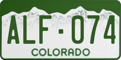 CO license plate ALF074