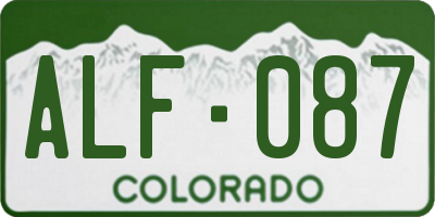 CO license plate ALF087