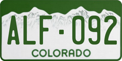 CO license plate ALF092