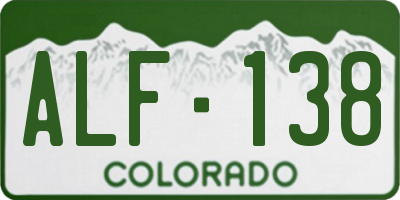 CO license plate ALF138