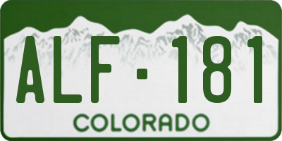 CO license plate ALF181