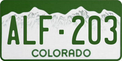 CO license plate ALF203
