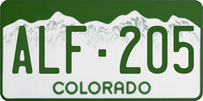 CO license plate ALF205