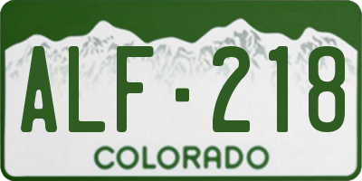 CO license plate ALF218