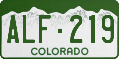 CO license plate ALF219