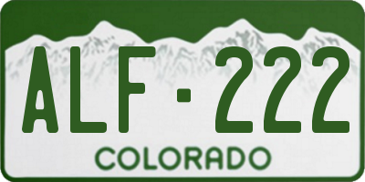 CO license plate ALF222
