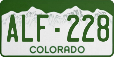 CO license plate ALF228