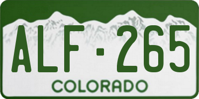 CO license plate ALF265