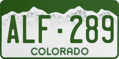 CO license plate ALF289