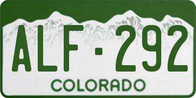 CO license plate ALF292