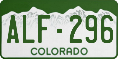 CO license plate ALF296