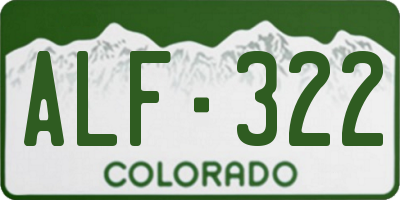CO license plate ALF322