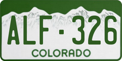 CO license plate ALF326