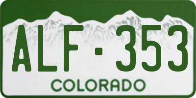 CO license plate ALF353