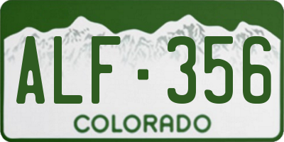 CO license plate ALF356