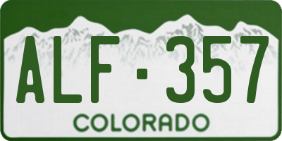 CO license plate ALF357