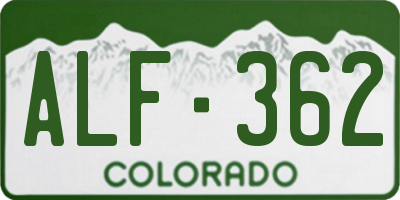 CO license plate ALF362