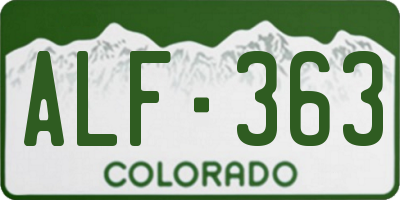 CO license plate ALF363