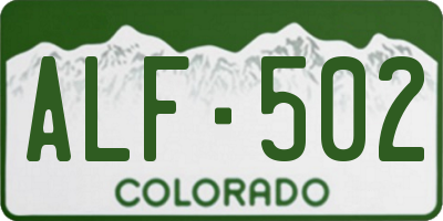 CO license plate ALF502