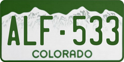 CO license plate ALF533