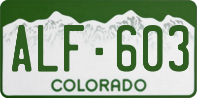 CO license plate ALF603