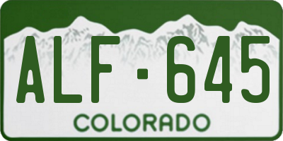 CO license plate ALF645