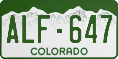 CO license plate ALF647
