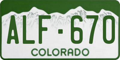 CO license plate ALF670