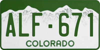 CO license plate ALF671