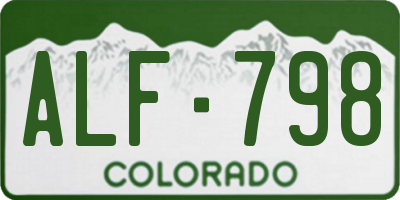 CO license plate ALF798