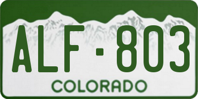 CO license plate ALF803