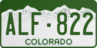 CO license plate ALF822