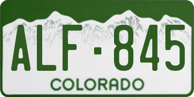 CO license plate ALF845