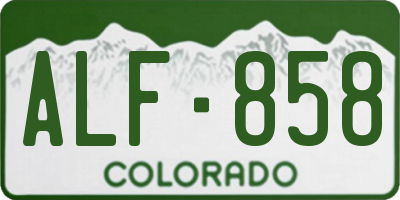 CO license plate ALF858