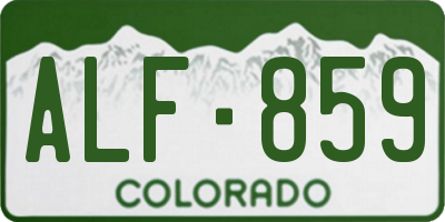 CO license plate ALF859