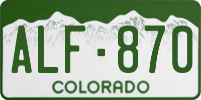 CO license plate ALF870