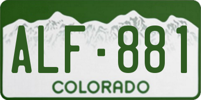 CO license plate ALF881