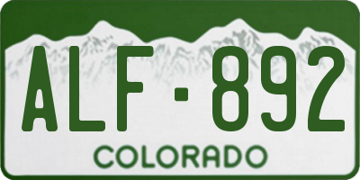 CO license plate ALF892