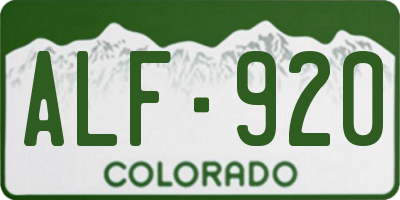 CO license plate ALF920