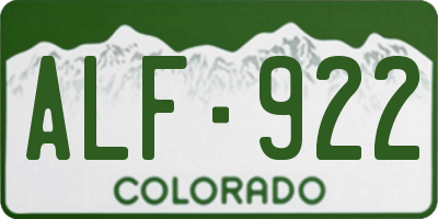CO license plate ALF922