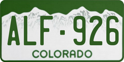 CO license plate ALF926
