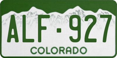 CO license plate ALF927