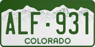 CO license plate ALF931