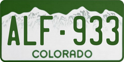 CO license plate ALF933