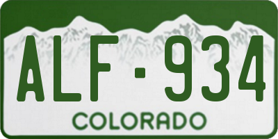 CO license plate ALF934