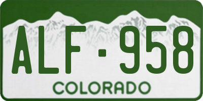 CO license plate ALF958