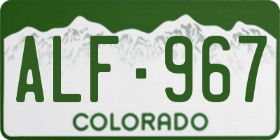 CO license plate ALF967